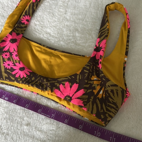 Aerie Floral Bikini Top in Pink and Yellow - Picture 3 of 6